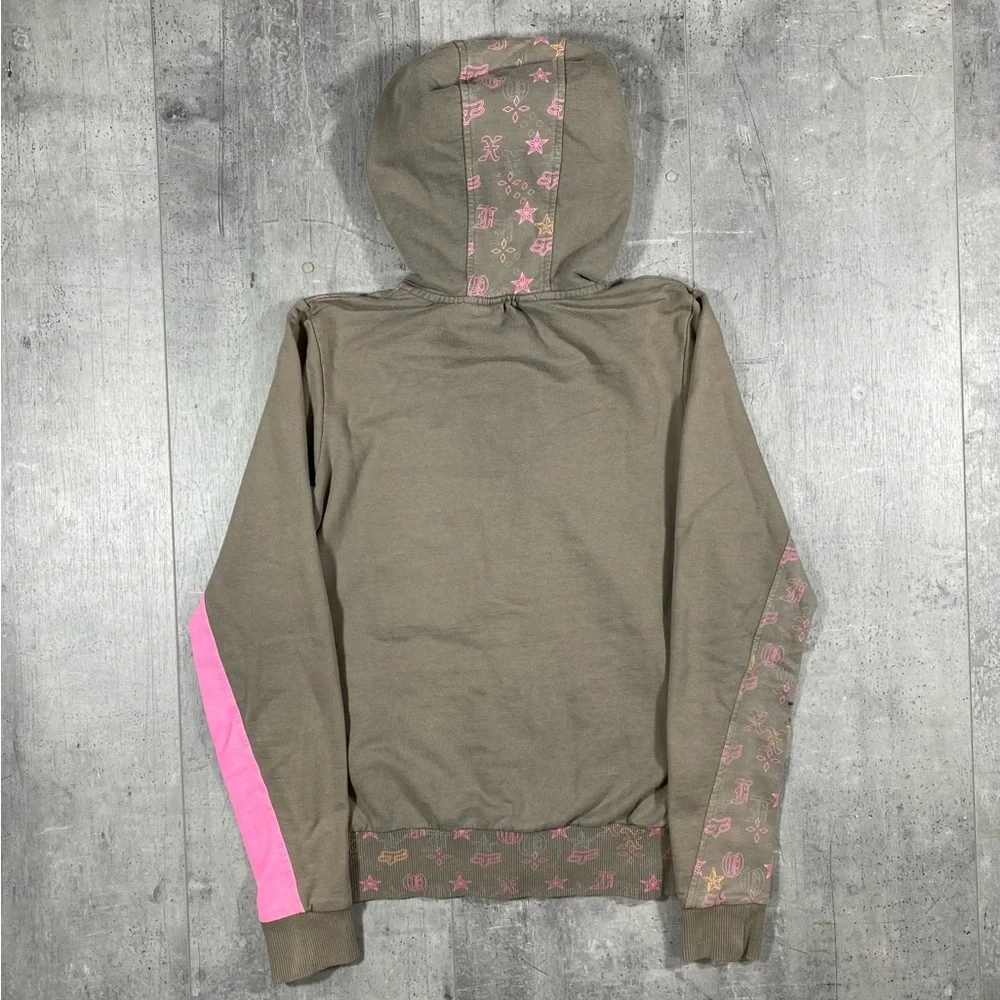 Y2k Pink Fox Racing Zip-Up Hoodie - Picture 4 of 7